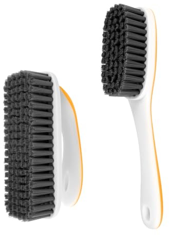 2 Teiliges Schuhbürsten Set mit Aufhängeloch Weiche Borsten, Schuhputzset rutschfest mit Schuhbürste Wäschebürste, für Kleidung Hosen Schuhe Teppiche (Orange)