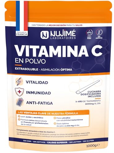 Vitamina C pura in polvere, 200g | 1.000 mg per dose | Polvere ultra fine, solubilità istantanea | 100% acido L-ascorbico | Immunità, energia, anti-fatica | Misurino incluso