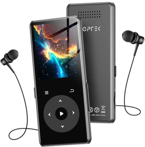 AGPTEK Lecteur MP3 32 Go avec Bluetooth, Lecteur de Musique M7 1,8 Pouce avec Haut-Parleur et Radio FM, Touches tactiles, jusqu'à 128 Go, Noir