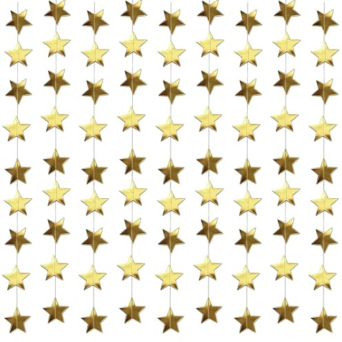 65 Pies Guirnalda de Papel de Estrellas, 5 × 4M Dorado Guirnalda de Papel Estrella Colgante Decoración, banderines Colgantes de Estrella Brillante para Compromiso, Boda, Baby Shower, cumpleaños