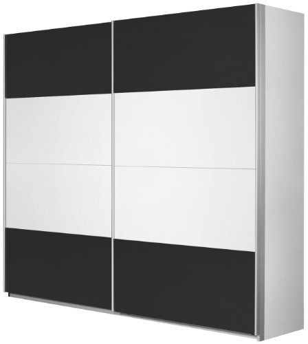 Rauch Möbel QUADRA, Schwebetürenschrank, Weiß/Grau metallic, Breite 226 cm | Kleiderschrank mit Schwebetüren, Schiebetüren, 2-türig, für Schlafzimmer, Kinderzimmer, Jugendzimmer, Garderobe