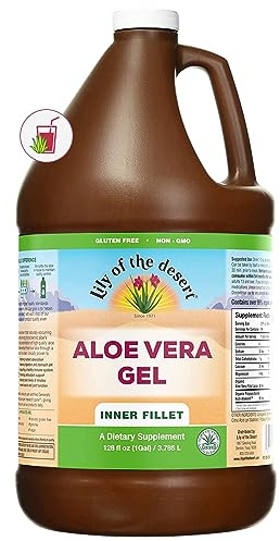 Lily of The Desert Aloe Vera Gel - Inner Fillet Thicker Consistency Aloe Vera Drink with Natural Vitamins, Digestive Enzymes for Gut Health, Stomach Relief, Wellness, Glowing Skin, 128 Fl Oz