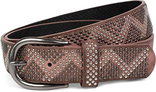 styleBREAKER nitbälte med 2-färgade nitar i prickiga looken, vintage bälte, kortare, unisex 03010069