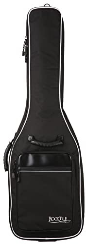 ROCKTILE E-Gitarrentasche (Gigbag für E-Gitarre, gepolstert mit Rucksackgarnitur, große Außentasche) Schwarz