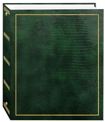 Magnetic Self-Stick 3-Ring Photo Album 100 Pages (50 Sheets), Hunter Green