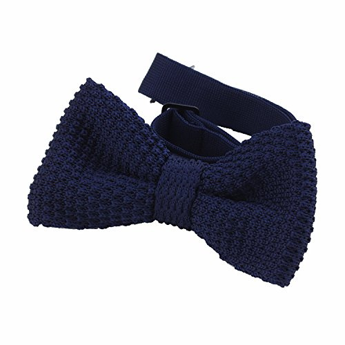 DonDon Herren Strick Fliege gebunden und längenverstellbar 11 x 6 cm blau