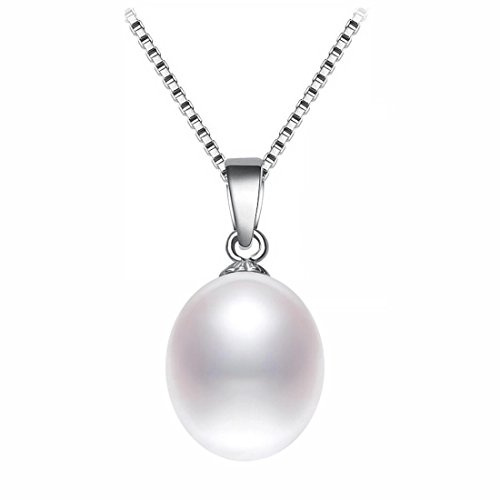 Kim Johanson Damen Perlenkette Nina aus 925 Sterling Silber mit einer echten Süßwasser Perle Anhänger & Kette inkl. Schmuckbeutel