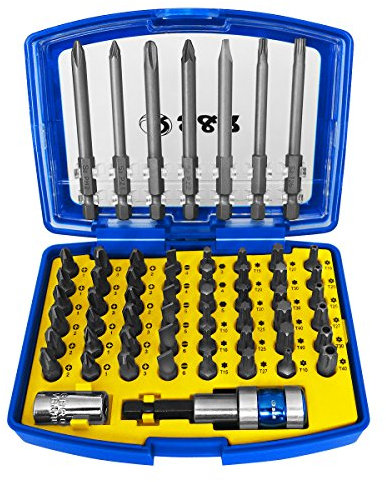 S&R 57-teiliges Bit-Set für Akkuschrauber und Schlagschrauber – Vielseitiges Werkzeugset mit Bithalter und S2-Stahl Bits für Torx, Kreuz-Schlitz und mehr im praktischen Werkzeugkoffer