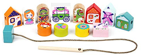 Cubika 14309 - Juego de Ensartar de Madera - Cuento de Hadas, Juego Infantil de motricidad. Más 3 años