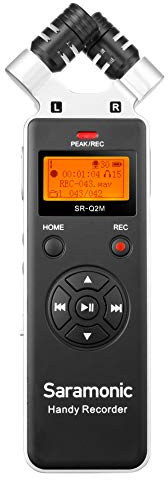 Saramonic Registratore portatile in metallo con microfoni stereo, telecomando, lav, scheda da 8 GB, parabrezza, custodia, altro (SR-Q2M)