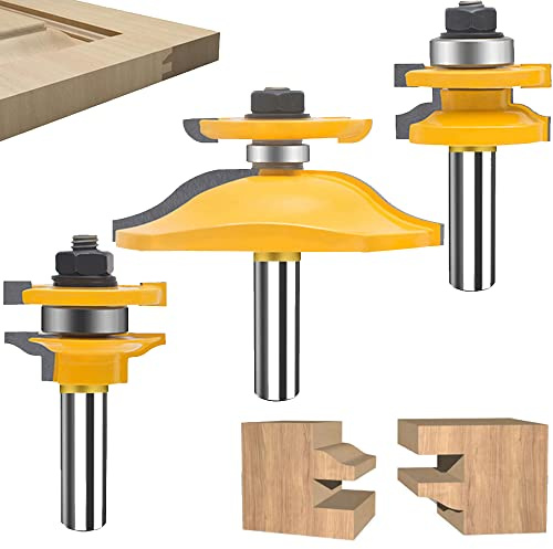 TAIWAIN 1/2'' Shank Router Bit Set, Milling Tool for Woodworking, Round Over Raised Panel Cabinet Door Ogee Rail and Stile Router Bits, Groove Tongue Cutter Carbide Coated Tool Sets(SHAPEE)