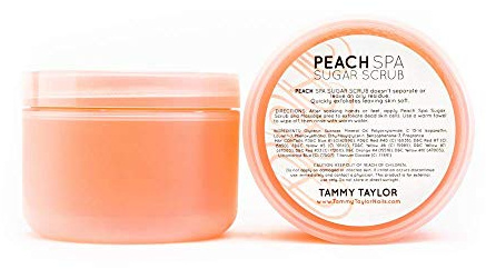 Tammy Taylor Natural Sugar Scrub for Body, Hands, Elbows, Knees, Heels and Feet, Peach Spa Essential Oil Exfoliating Body Scrub for Women and Men, Moisturizing Bath Scrub for Skin Care and Body Care