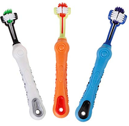 YUIP 3St Pet Finger Toothbrush, 3-Head Pet Toothbrush, Bürsten für Hunde oder Katzen, Hundezahnbürste für Haustierzahnpflege, Zahnreinigung für Haustiere, Dreifachkopf-Zahnbürste