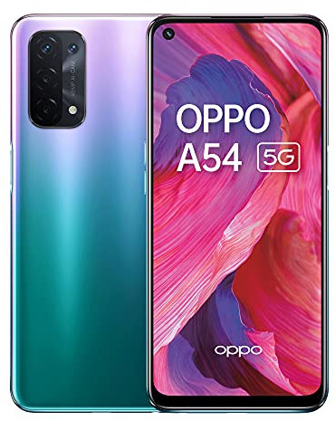 OPPO Smartphone CPH2239 A54 5G - 4 GB RAM e 64 GB + memoria estensibile senza SIM (schermo da 6,5, batteria da 5000 mAh, fotocamera Quad da 48 MP, frequenza di aggiornamento 90 Hz, viola fantastico