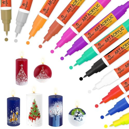 Acrylstifte für Steine Wasserfest, 12 Farben Stifte Kürbis Bemalen Doppelspitze, 0.7mm Steine Bemalen Stifte für Glas, Holz, Keramik, Leinwand, Basteln Ostern und Weihnachten, Kinder