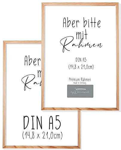 myDreamwork Bilderrahmen Kopenhagen 2er Set (Doppelpack) DIN A5 | Rahmen aus Holz mit bruchsicherem Plexi-Glas | Bilderrahmen Holz | Holzrahmen 14,8 cm x 21 cm (2x A5)