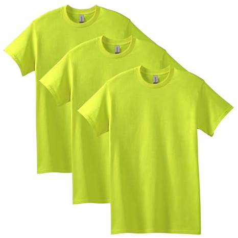 Gildan Mens Heavy Cotton T-Shirt, Style G5000, Multipack T Shirt, Safety Green (3-Pack), X-Large US