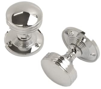 VIBE Ribbed Mortice Knob on Polished Chrome Door Handle Knob on Polished Chrome for Internal Doors