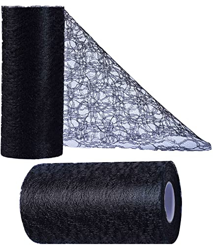 OSVINO Tischläufer Spitze Schwarz 15cm x 25m – Elegante Hochzeit Deko, Kommunion, Taufe, Party & DIY Tischdeko | Schwarzes Tischband für Feierlichkeiten, Gartenpartys & kreative Bastelprojekte