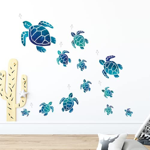 Turtle Bathroom Wall Stickers, 12Pcs Waterproof Tile Stickers for Bathroom, Home, Office, Living Room, Toilet, Kindergarten, Oceanarium | Bathroom's Decorations