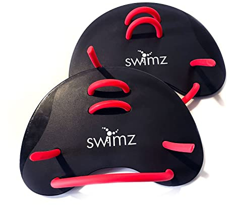 Swimz Club Schwimm-Fingerpaddel – Schwarz/Rot/Weiß – Einheitsgröße, passend für die meisten Sculling-Handpaddel