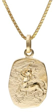 trendor Schütze Sternzeichen Gold 333 mit vergoldeter Silberkette 15382-12 | klassischer Tierkreiszeichen Anhänger für Damen oder Herren, zeitloser Halsschmuck
