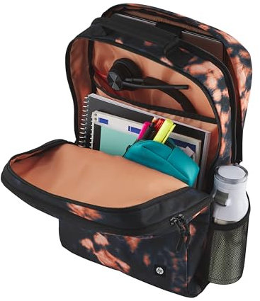 HP Campus Mochila XL - Para portatiles de hasta 16,1 (Capacidad hasta 21 L, Impermeable, Cremallera Doble con Candado, Correas Ligeras y Acolchadas, Bolsillo Flotante) Teñido Anudado