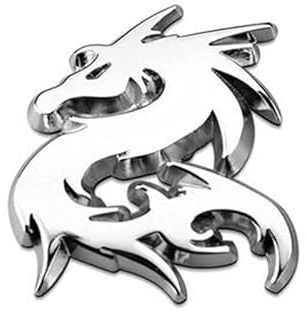 Drachen Cars Auto Emblem Zeichen Silber Links 3D Metall Motorrad Tuning