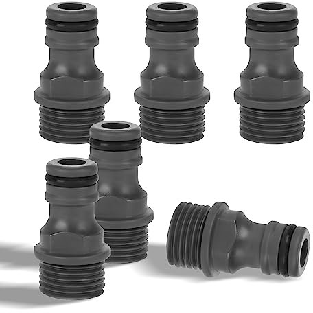 6 connettori per tubi, attacco rapido, tubo da giardino, capezzolo, filettatura esterna G1/2, attacco rapido (plastica)