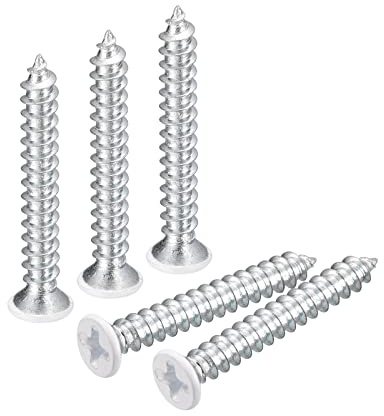 QUARKZMAN ST4x30mm 25Stk Weiße Schrauben Senkkopf Holz Selbstschneidend Schrauben Flach Kopf Kreuzschlitz Holzschrauben für Holzarbeiten