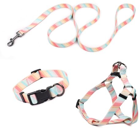 COSYHOMELONDON Hundegeschirr, atmungsaktiv, verstellbar, Hundeleine und Geschirr, kein Ziehen, für kleine, mittelgroße und große Hunde (Marshmallow, M)
