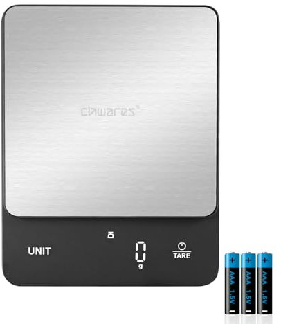 CHWARES Food Scale, Digital Kitchen Scales 5Kg/1g, Tare Function Digital Grams and Ounces, for Weight Loss, Dieting, Baking, Cooking, Meal Prep, Coffee