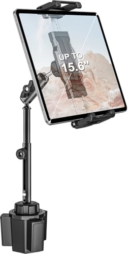 Dosvsi Cup Holder Car Large Tablet Mount, [Up to 15.6] Metal Adjustable Arm CupHolder Tablet Clip, Heavy Duty Truck Cup Holder for iPad Pro 13 12.9 Air Mini, Galaxy tab, iPhone, 6.1-15.6 Devices