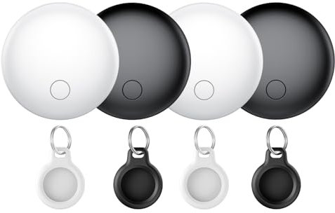 Bluetooth Schlüsselfinder 4er Pack, Smart Tag Kompatibel mit Apple Wo ist APP(nur iOS), Air Tracker Tag für Schlüssel/Gepäck/Koffer/Brieftasche, IP67 Wasserdicht, Austauschbarer Akku
