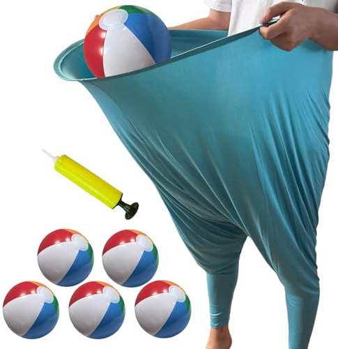 Jeus de Lancer géant d'extérieur Granny Pants, Jeu de Jardin Granny Pants, Pantalon Extensible avec 5 balles rebondissantes, Jeux de fête insolites avec balles, Jeux de Lancer en Plein air (Bleu)