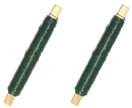 Alambre enrollable, 2 unidades, versátil, flexible, alambre de encuadernación en bobinas de madera, alambre recocido para fijación de plantas, para decoración, arreglos florales, materiales para