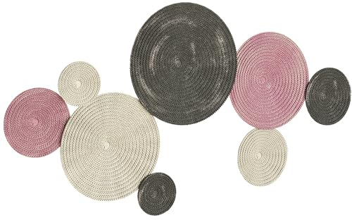 HOMCOM Wanddeko Geometrische Wandbild mit einzigartigem Multi-Disc-Design | Metallbild, Wandskulptur, Wanddekoration, Wohnzimmer-Kunst, für Schlafzimmer