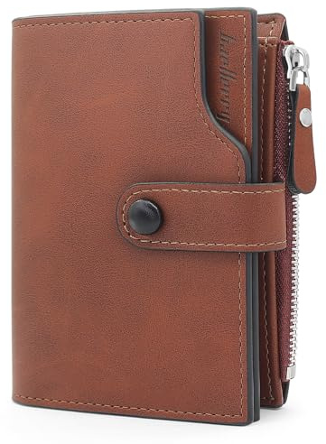 HNOOM Portefeuille Homme RFID Bloquant Porte Monnaie Cuir PU Porte Feuille avec 17 Porte Carte, Portefeuille Vertical pour Hommes avec Porte Monnaie Zippé (Marron Clair)