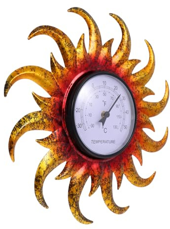 Gatuida Thermomètre Mural Étanche Modèle Soleil Haute Précision Jauge de Température Extérieure et Intérieure Décoration Murale pour Jardin et Patio
