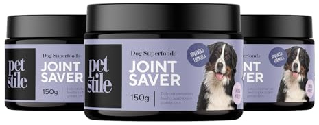 Petstile Joint Saver® : collagène, glucosamine, Griffe du Diable, Moule Verte & cynorrhodon – soutient Hanches, articulations & mobilité, Action Anti-inflammatoire Naturelle (3X 150 g)