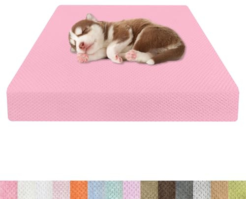 Kimgull Orthopädisches Hundebett Ananasstoff Hundematte 35D Schwamm Hundesofa Dog Bed rutschfest und Komfortabel Hundecouch Grosse Hunde mittelgroße Kleine 120x70x6cm Farbe24 Rosa