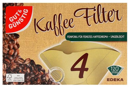 Gut & Günstig Kaffee Filter Größe 4 ungebleicht, 18er Pack (18 x 120 Stück)
