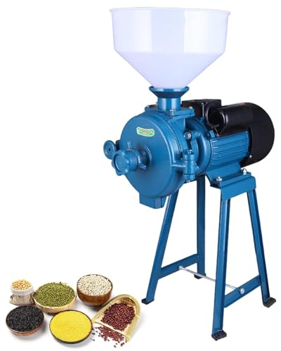 Grain Mill 1500W, 1400 RPM Electric Grinder with Adjustable Thickness, 15cm Steel Grinding Disc for Wet Dry Cereals, Rice, Spices