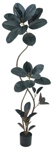 Artificial Rubber Tree 5.3FT, Tall Faux Rubber Plant with Realistic Trunk, Indoor Floor Artificial Tree for Living Room, Home, Office