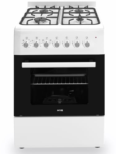 Cooker - Gas Cooker With 4 Gas Burners, 62L Electric Oven, 60cm Width, Modern Freestanding Design, White, Ideal For Family Homes - C01FS60G17W