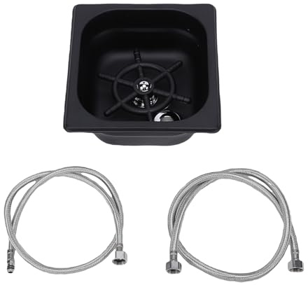 OPPWONG Automatic Pitcher Rinser, Stainless Steel Space Saving Embedded Cup Washer with High Pressure Rinsing, for Home Commercial Use (Black)