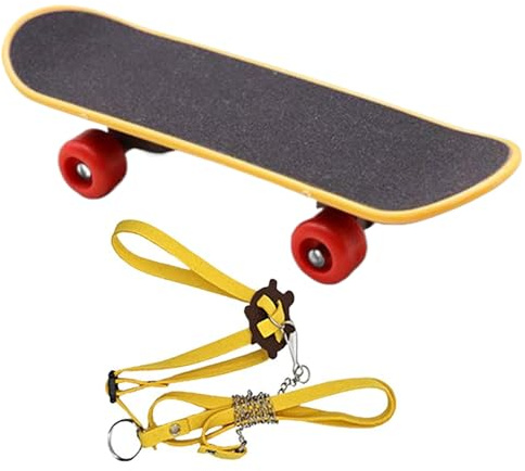 Sköldpadda repskateboard-leksak – 13,8 x 4,3 x 2,7 cm, sele och skateboard för liten sköldpadda | justerbar reptiltränartillbehör för bartagamn, leguaner, kameleonger | rolig