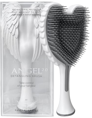 Tangle Angel Haarverlängerungsbürste, antistatische Haarbürste mit weichen Borsten für glattes oder gewelltes Haar, Engelsflügel, Entwirrungsbürste für Frauen, Mattweiß
