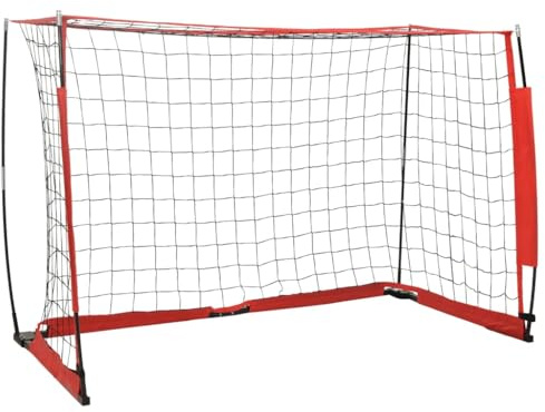 QUAHEAS Fotbollsmål av stål, 184 x 91 x 124,5 cm, med polyesternät, vikbar och bärbar, väderbeständig för träning, fritid och klubb, inklusive bärväska och plug-in system för trädgård, park, hall