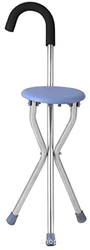 Ycauty Bastón Plegable de Acero Inoxidable con Taburete para Asiento, Bastón Portátil de Esponja Suave para Personas Mayores Al Aire Libre